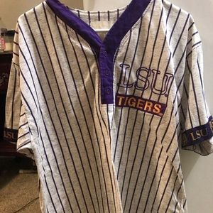 LSU pinstriped baseball fan apparel